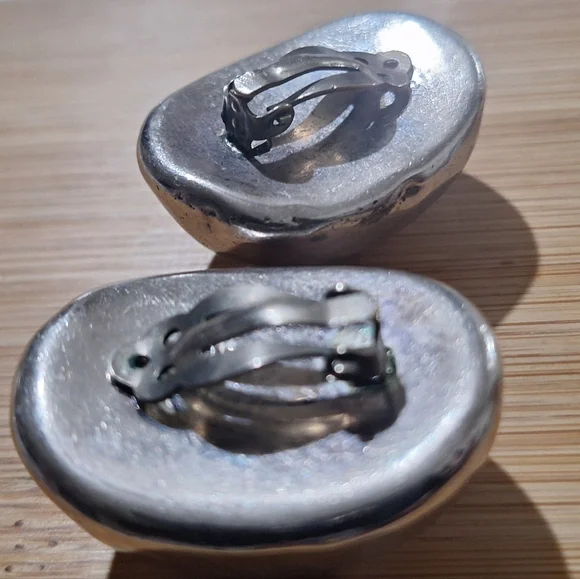 Large Sterling Silver Clip on Earrings - Picture 10 of 11